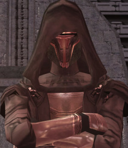 Just before one of the greatest reveals in video game history: Darth Revan removes his mask.