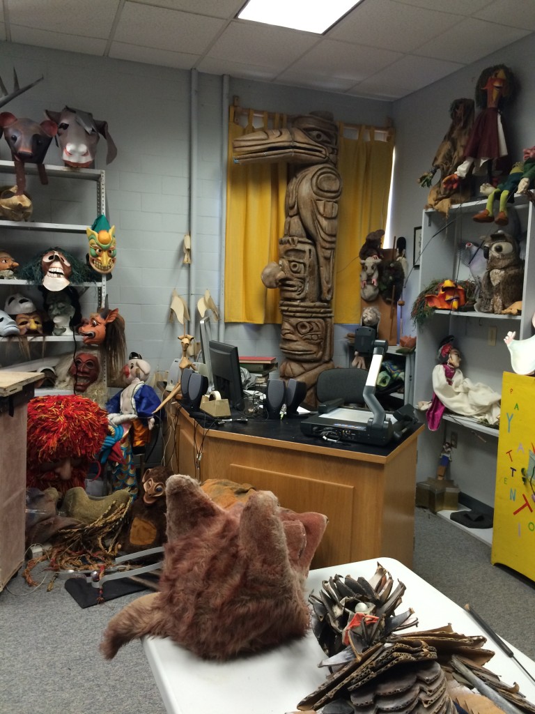 A classroom in the puppet lab. 